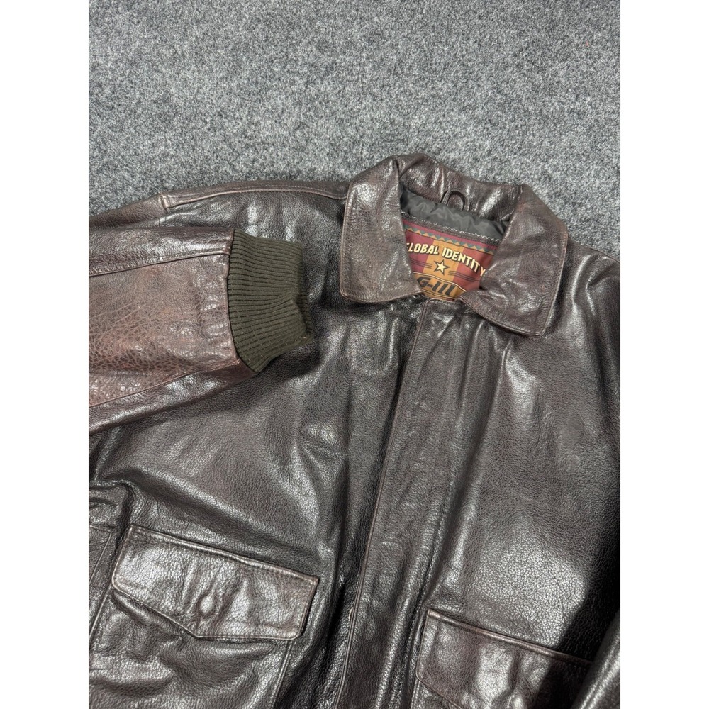 VTG G-III Global Identity Leather Bomber Jacket Mens XL Brown Flight A-2